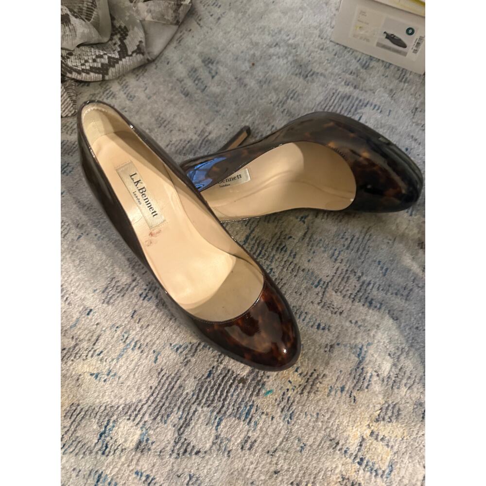L.K. Bennett Tortoiseshell Patent Leather Platform Pumps Heels